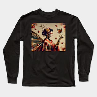 Butterfly Geisha Robot Long Sleeve T-Shirt